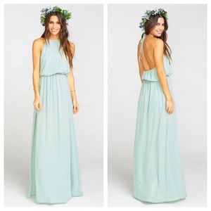 Heather Halter Dress in Dusty Mint Crisp